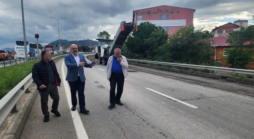 Karadeniz sahil yolu piraziz geçişi yeniden asfaltlanıyor